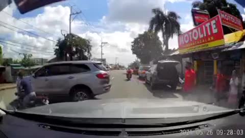 Motorbike and Car in Collision