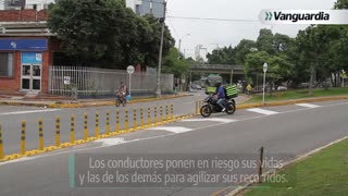 Separador derribado en Bucaramanga