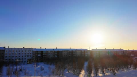 Sun as on the beach in Vorkuta (timelaps)