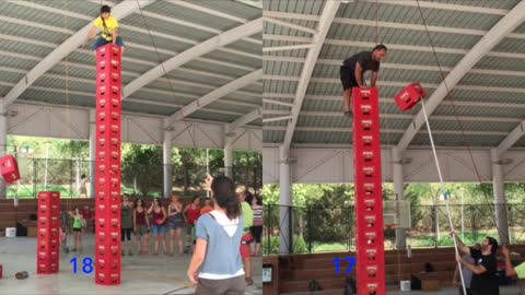 Beer crate climbers reach incredible heights