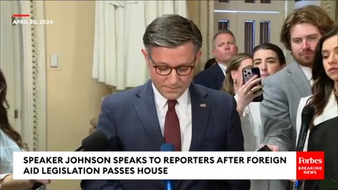 Speaker Johnson Speaks To Reporters After Foreign Aid Passage, GOP Revolt