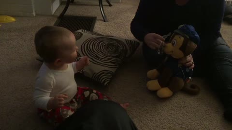 Adorable baby laughs is contagious
