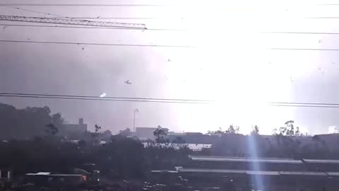Large tornado moving into Guangzhou, China creates massive power flashes
