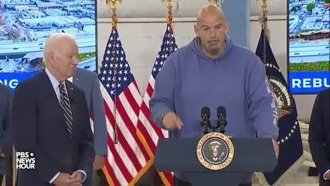 John Fetterman Attempts to Talk About I-95 Collapse With Biden
