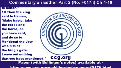 Commentary on Esther Part 2 (No. F017ii) - Chapters 4-10.