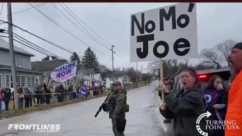 Locals have started chanting “No More Joe” as they await Trump’s arrival to East Palestine