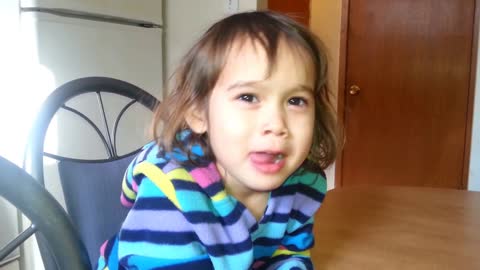 toddler explains how delicious Canadian water is. LOL