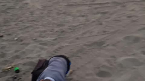 Kids plays kites on the beach