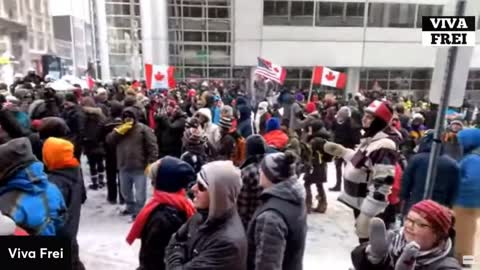 Viva Frei | EXPLOSION near 2 minute mark (flashbang?) After Canadians Sing National Anthem