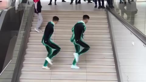 🕺️ Mesmerizing Staircase Dance-Off! Two Handsome Boys Steal the Show #viral