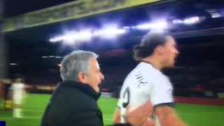 Jose Mourinho congratulating the players at full-time