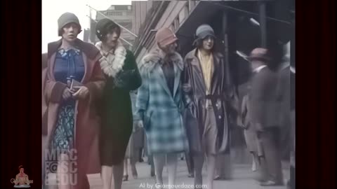 Real 1920s Flappers on New York's Fifth Ave 1927 - AI Restored Film