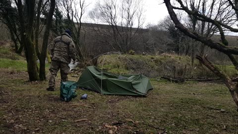 Taking down the tent. Dartmoor. Wildcamping 27th March 2023