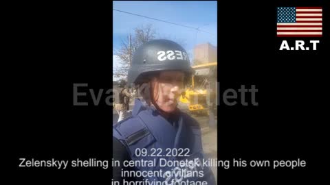 Zelenskyy shelling in central Donetsk killing his own people in horrifying footage.