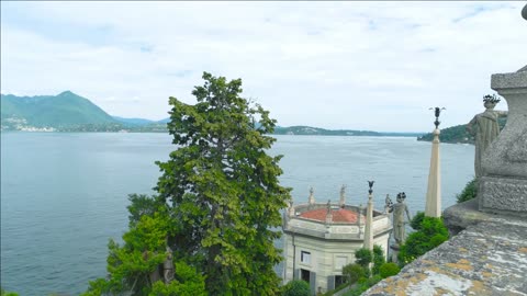 panoramic view from isola bella maggiore lake and sky summer