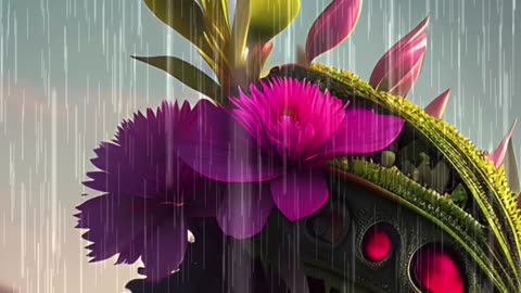 Beautiful flowers in the rain