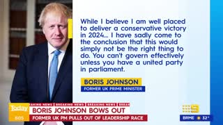 Boris Johnson pulls out of race to become next UK Prime Minister | 9 News Australia