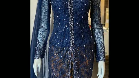 Indonesian Traditional Wedding/Party Wear Batik Dress/Beads Embroidered &Sequin Work Lace Blouse Top