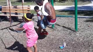 Grandpa Saves Grandson From Falling Off Swing