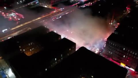 Multiple businesses in Bronx, NYC destroyed by massive fire, requiring response of five alarm units