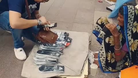 She is 90 Plus but still working on the street to sell stuff