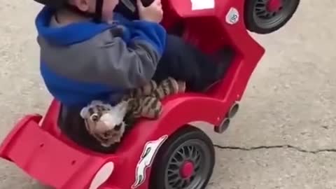 Kid driving Toy car get into trouble 😂 || Must watch!!