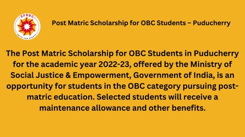 How to get Post Matric Scholarship for Obc in Puducherry