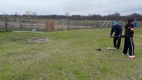 Hard Boiled Egg launch with potato cannon.