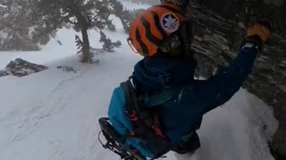 Man Uses Rockface to Avoid Avalanche