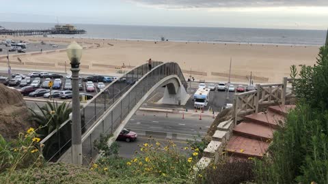 Death-Defying Walk Over Santa Monica Freeway