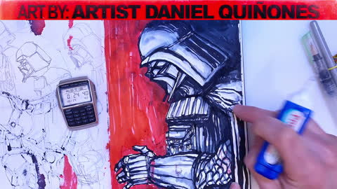 Time-Lapse Darth Vader art without lifting pen. Art by: - Artist Daniel Quinones