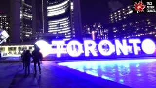 Message about what is happening ! Projected on TORONTO CITY HALL 2/3