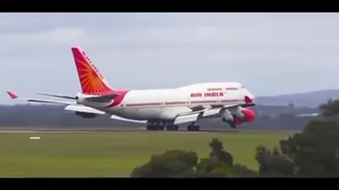 Air India Boeing 747 landing at Melbourne Airport.