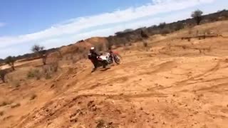 Red dirtbike jump bail