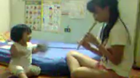 2 Year Old Baby Plays Cymbals While Aunt Plays Flute In My Heart Will Go On