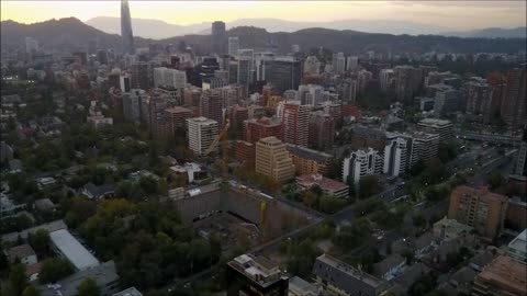 Drone aerial view at Las Condes in Santiago, Chile