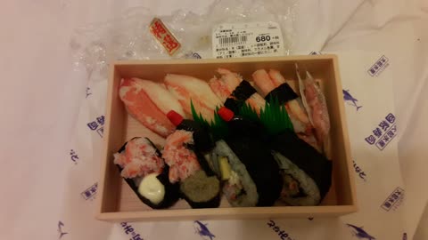 Day 2 Take Out Sushi Dinner in Japan - crab sushi