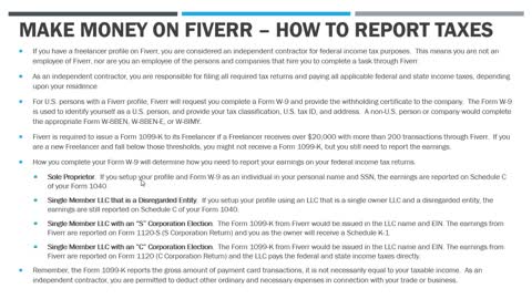 Make Money on Fiverr - How to Report on Your Taxes?