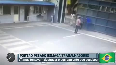 heavy gate crushes workers in brazil