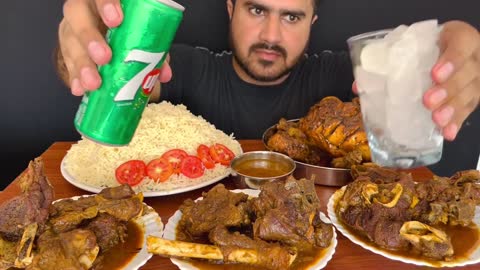 ASMR EATING SPICY WHOLE CHICKEN CURRY+SPICY MUTTON CURRY+WHITE RICE+GREEN CHILLI || MUKBANG-1