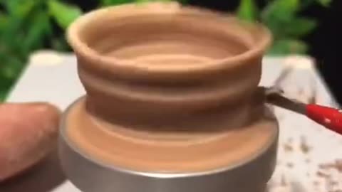 Mini pottery wheel, Satisfying video of miniature pottery, Making mini  clay bowl