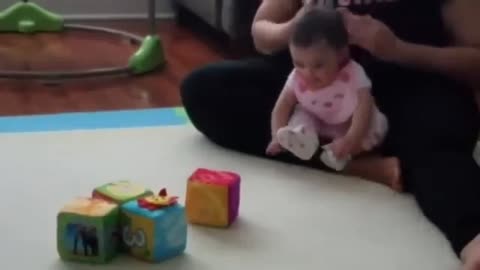 Baby fall on his toy