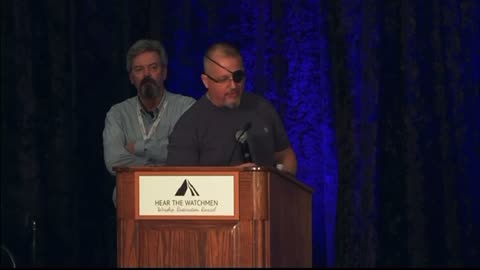 Stewart Rhodes of the "Oath Keepers" Front a 2018 "Hear The Watchmen Journey" Presentation.