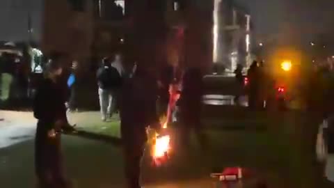 Brooklyn Center Protestors Burn American Flags