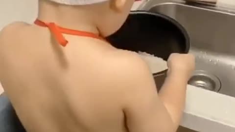Little baby chef cooking skills