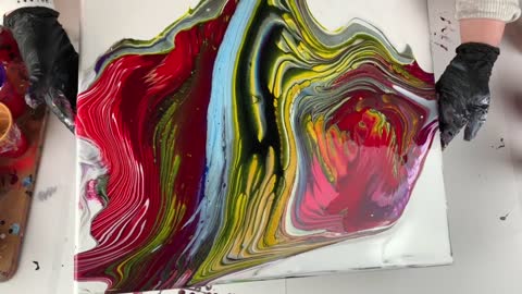 (123) Acrylic Pouring Wild Colorful Wandering Wiggle Pour