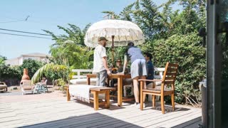 Fast Time Lapse Video Of People Staying On The Patio