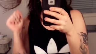 Black tank top adidas girl loves color in mirror falls down