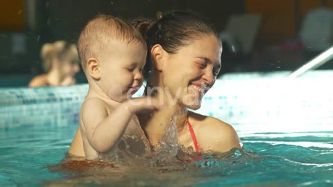 Mother and Baby in the Pool