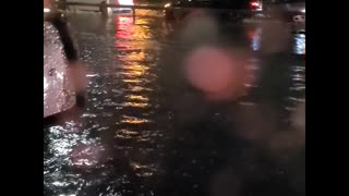 trying to get to work during flash flood in long Island... crazy video